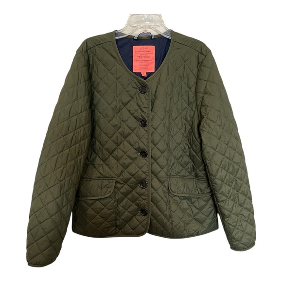 J. Crew Quilted Puffer Jacket  olive green size 10 - Picture 9 of 9